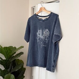 NWT Jane + Delancey New York Graphic Tee 2X | Vintage Blue Stretch